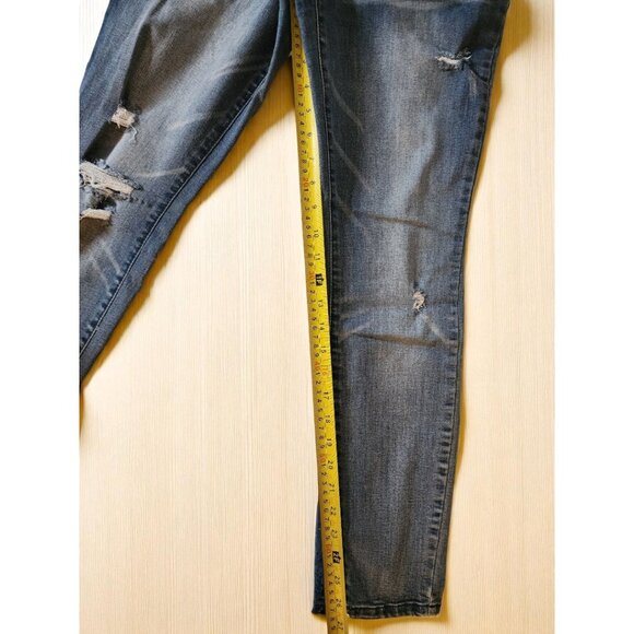 Vylette High Rise Skinny Jeans Distressed Denim Triple Button Waist Size 7 /28W - Picture 9 of 11